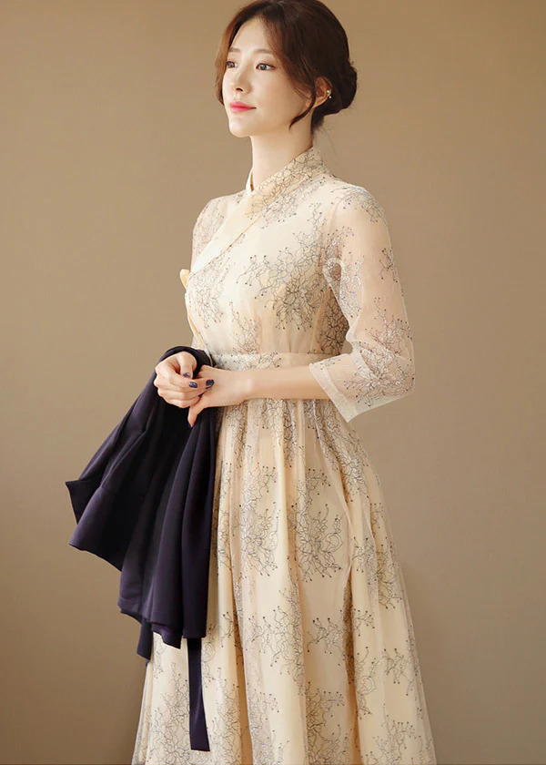 Beige-Hanbok-Flowers-Women