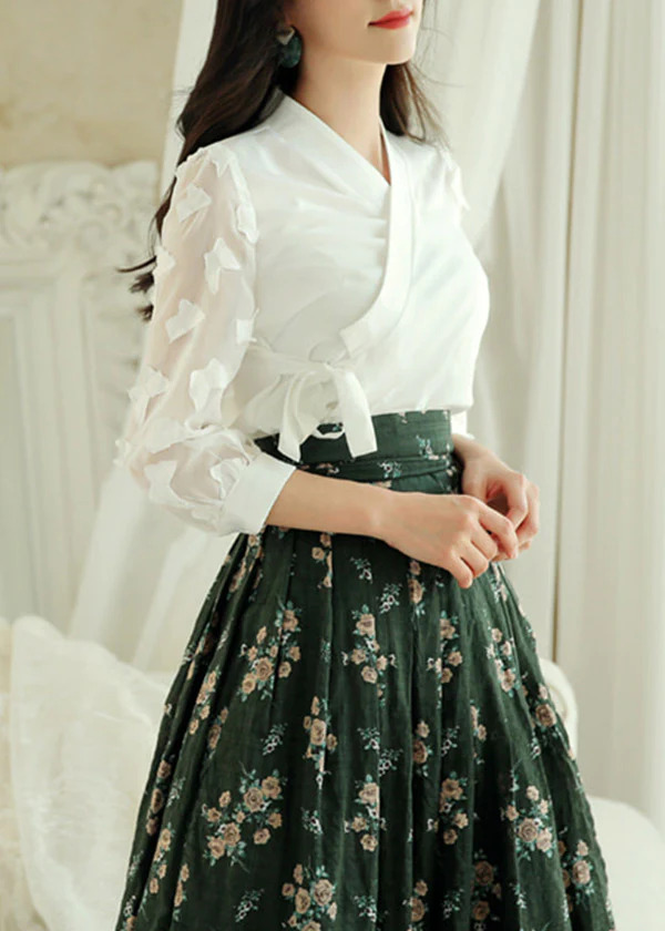 White-Hanbok-Blouse-Butterflies-Woman