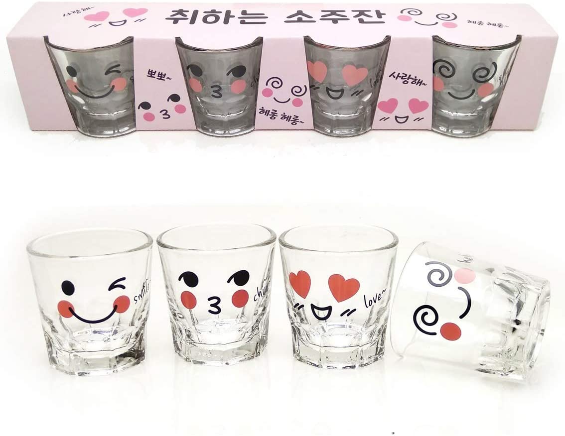 KAKAO FRIENDS Korean Liquor Soju Bomb Glasses 4P Ryan Face Plate Set (beer Glass Cup) I.228752925 - View #4