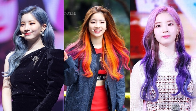 Dahyun Hair Color Comparison